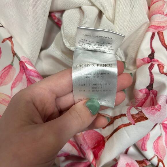 Bronx and Banco Layla Mini Dress Pink Floral One Shoulder Ruched Party Sz XS - Picture 7 of 7